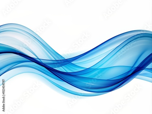 Wallpaper Mural Vibrant blue wavy abstract shape flows across a crisp white background, evoking a sense of calmness and serenity, perfect for creative visual projects. Torontodigital.ca
