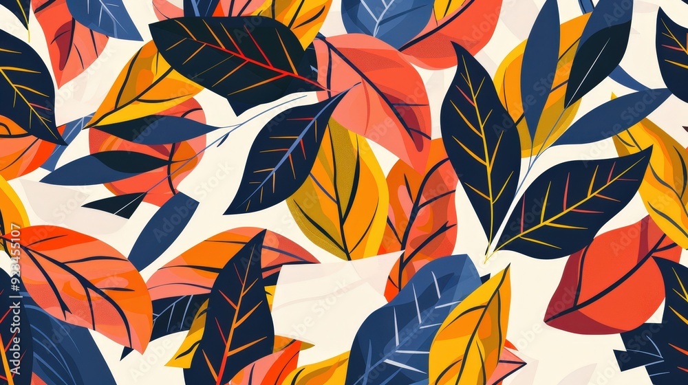 An abstract leaf pattern featuring geometric shapes and bold colors. An abstract leaf pattern featuring geometric shapes and bold colors.