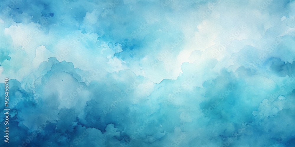Soft blue watercolor background featuring subtle light turquoise and dark sky-blue hues, with a beautiful monochromatic watercolor cloud texture and abstract gradient. Soft blue watercolor background featuring subtle light turquoise and dark sky-blue hues, with a beautiful monochromatic watercolor cloud texture and abstract gradient.
