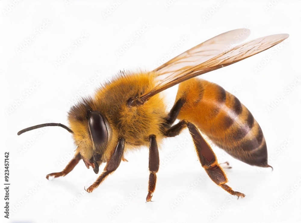 Bee Isolated On White Background Macro Photography Bee Isolated On White Background Macro Photography