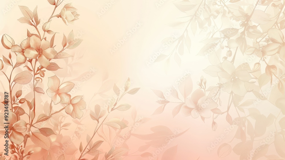 An elegant background design with a soft gradient transition from blush pink to cream, adorned with delicate floral motifs An elegant background design with a soft gradient transition from blush pink to cream, adorned with delicate floral motifs