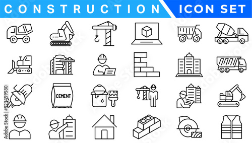 Outline web icons set - construction, home repair tools. Thin line web icons collection. Simple vector illustration