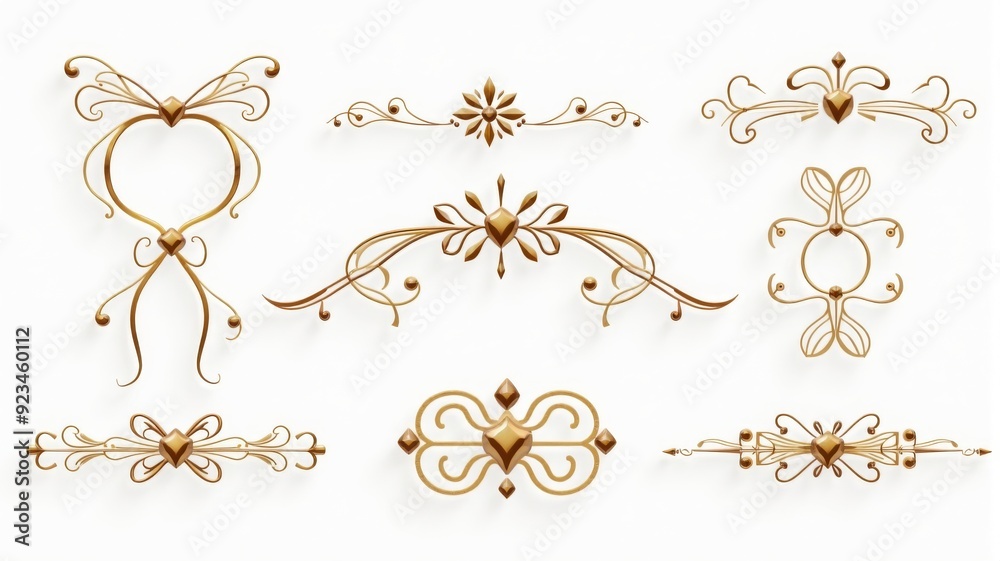Elegant Gold Decorative Elements Illustration - Ornamental Design for Invitations, Cards, and Craft Projects Elegant Gold Decorative Elements Illustration - Ornamental Design for Invitations, Cards, and Craft Projects