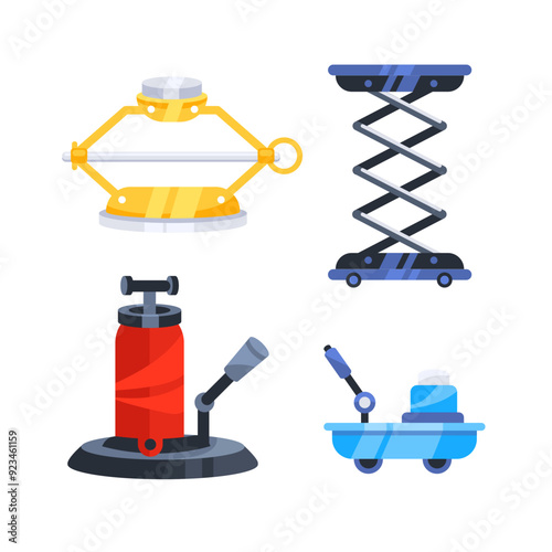 Hydraulic car jack on wheels. Power Jack-Screw Icon