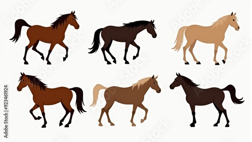 Colorful Horse Illustrations - Six Beautiful Horse Variants in Different Shades and Styles