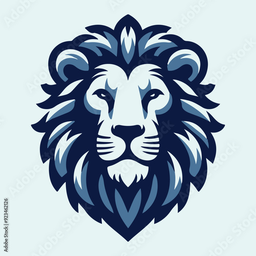 The patriotic Lion Head Logo in black silhouette vector art and illustration.