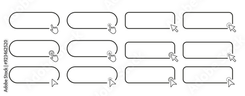 Search bar icon isolated on transparent background. Click here web button icon. Computer mouse click cursor. Cursor clicks, pointer hand clicks, and waiting for icons to load. Vector illustration