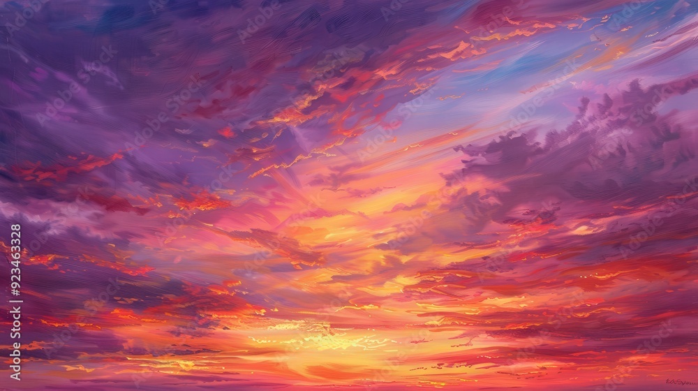 Fototapeta premium As the sun begins its descent, the sky transforms into a masterpiece of vibrant hues