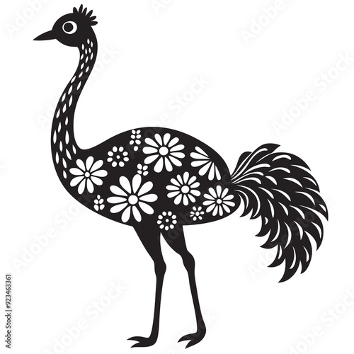 oral emu bird silhouette vector illustration on a white background