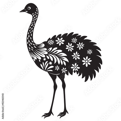 oral emu bird silhouette vector illustration on a white background