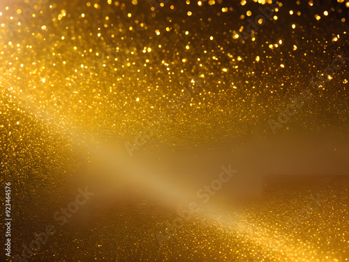 festive scene featuring golden and silver glittery gold surface. The background is also gold with bokeh lights creating a warm, celebratory atmosphere