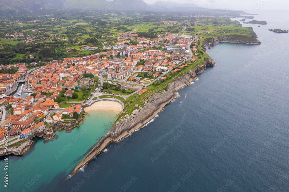Aerial view of Llanes in north of Spain Aerial view of Llanes in north of Spain