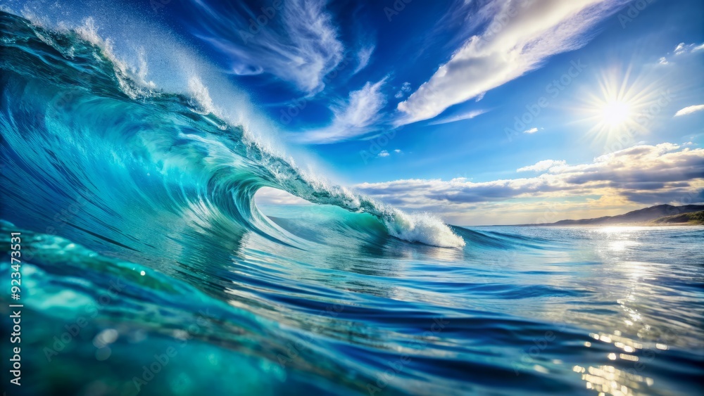 Serene blue ocean wave layers with gentle ripples, transparent water, and subtle foam, creating a calming and soothing natural background for various designs. Serene blue ocean wave layers with gentle ripples, transparent water, and subtle foam, creating a calming and soothing natural background for various designs.