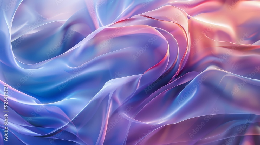 Obraz premium Gentle and soothing abstract shapes flow seamlessly in soft pastel hues of blue, pink, and purple, creating a serene and calming visual. Perfect for peaceful and tranquil themes.