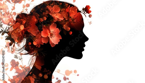 Silhouette of a woman with floral elements against a light background