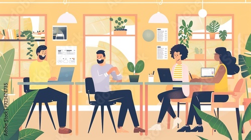 Collaborative Office Environment Showcases Colleagues Engaged in Intense Research and Dynamic Discussion for Their Next Project, Fostering Creativity and Teamwork.