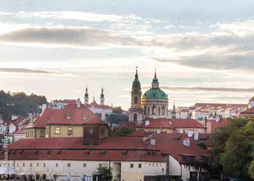 Wallpaper Mural Overview of old Prague at sunset time in October, autumn Prague with yellow trees and red roofs Torontodigital.ca