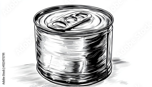 Close-up of a silver tin can with pull-tab lid resting on a clean surface