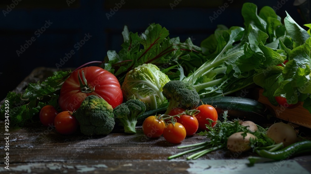 Vegetables on a wooden table a photograph Vegetables on a wooden table a photograph