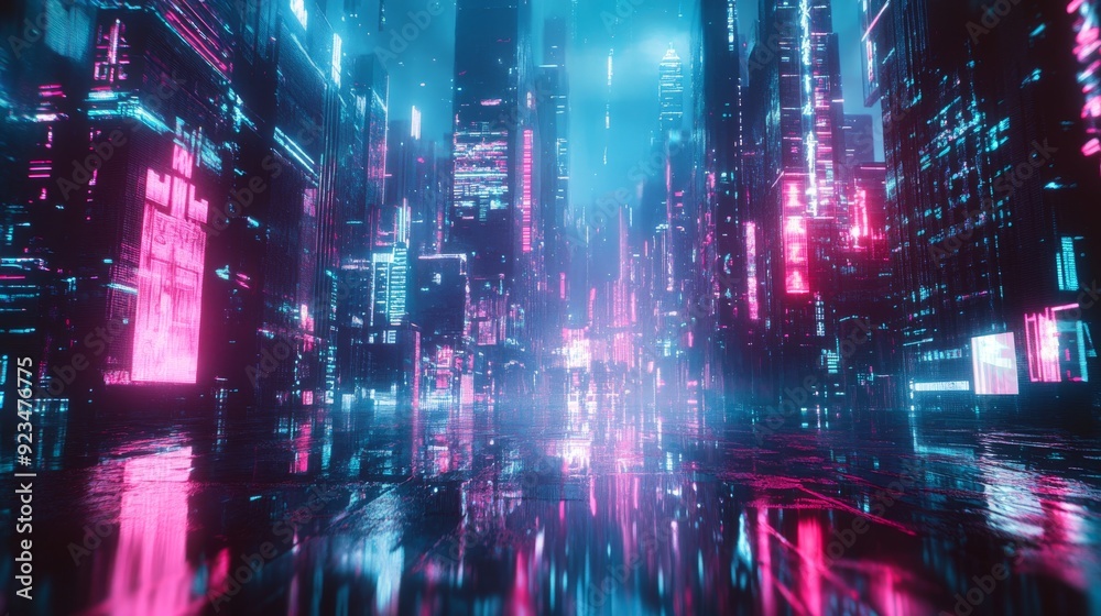 Cyberpunk Cityscape with Neon Lights Cyberpunk Cityscape with Neon Lights