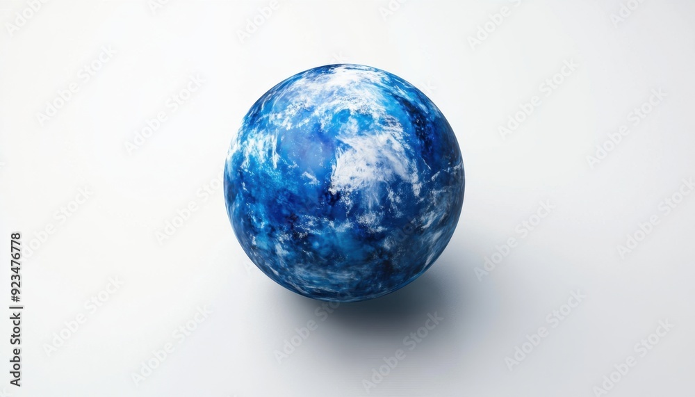 Realistic blue globe representing Earth on a simple white background Realistic blue globe representing Earth on a simple white background