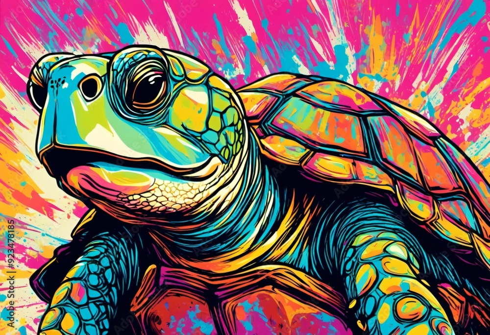 turtle on a colorful background Pop Art turtle on a colorful background Pop Art