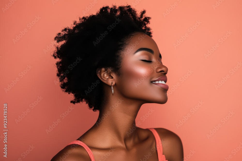 © MagnusCort - A close up of a black woman's face with her eyes closed © MagnusCort - A close up of a black woman's face with her eyes closed