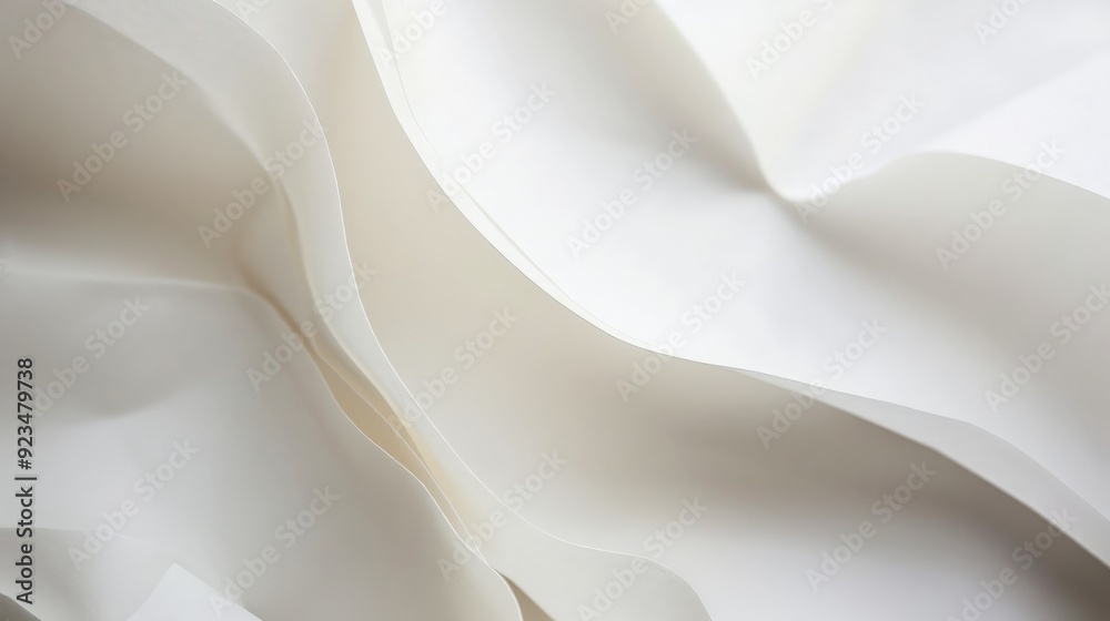 Obraz premium This image shows a close-up view of white wrinkled sheets placed together to create flowing patterns, giving an impression of movement and softness. It invokes feelings of comfort and calm.