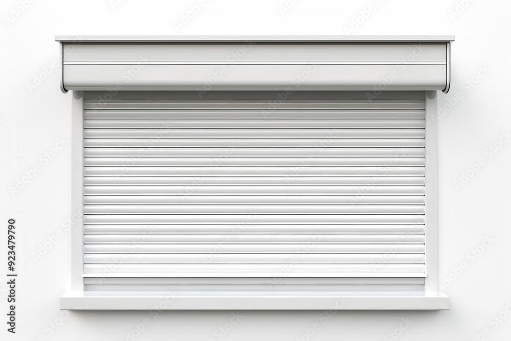 Shutter. White Aluminium Metal Roller Door Isolated on Front Wall Shutter. White Aluminium Metal Roller Door Isolated on Front Wall