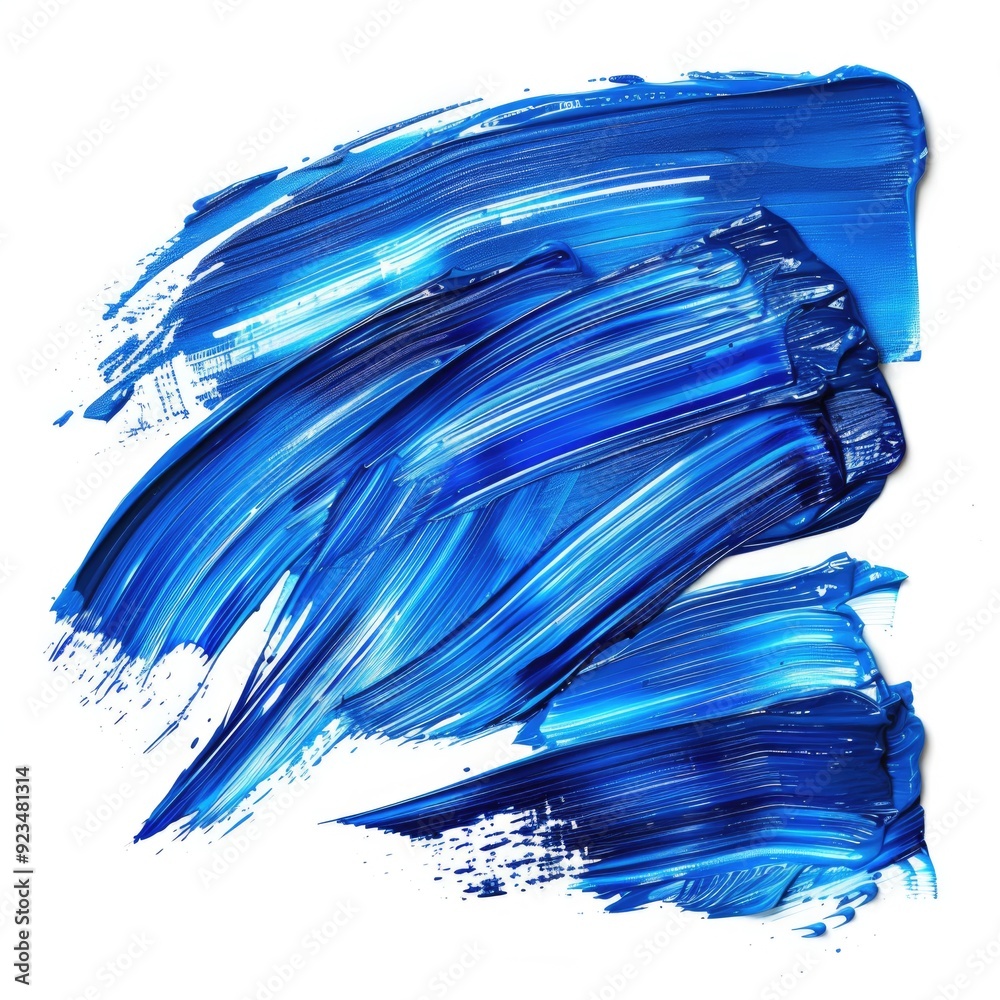 Blue Brush Background. Abstract Artwork with Bright Blue Acrylic Brush Strokes