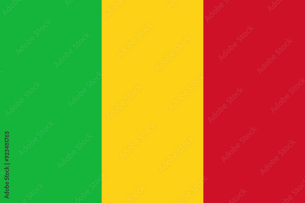 Fototapeta premium The official national flag of the Mali. Flag of the Republic of Mali. Flag day. Correct proportions and colors. Vector illustration