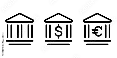 Bank icon. Dollar euro exchange.