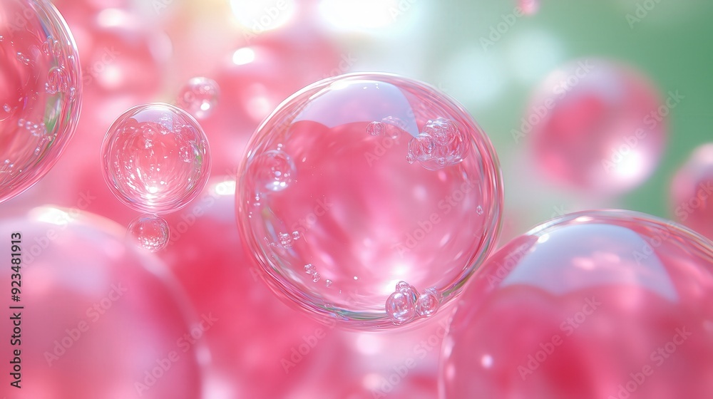 A collection of translucent pink bubbles floating in a soft, blurred background. A collection of translucent pink bubbles floating in a soft, blurred background.