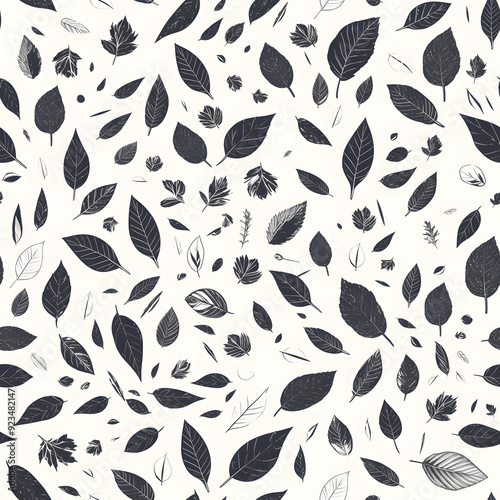 Seamless floral pattern with leaves and flowers. Floral pattern for invitations, cards, print, gift wrap, manufacturing, textile, fabric, wallpapers. Generative AI