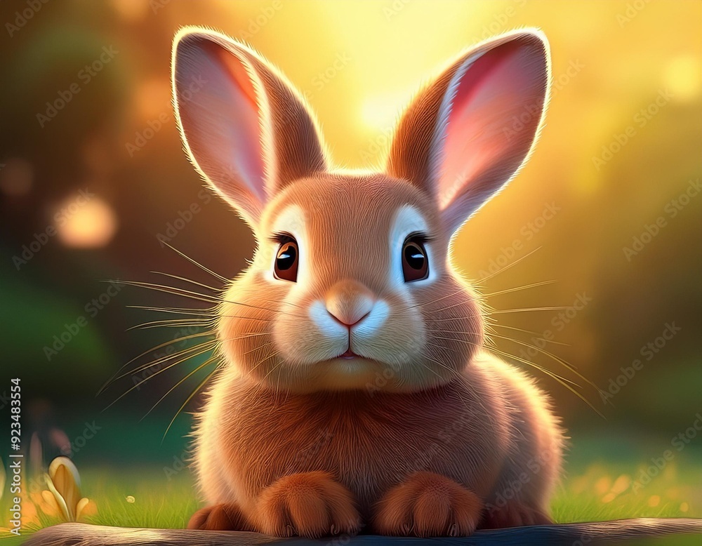 Fototapeta premium Adorable Brown Bunny Rabbit with Big Ears.