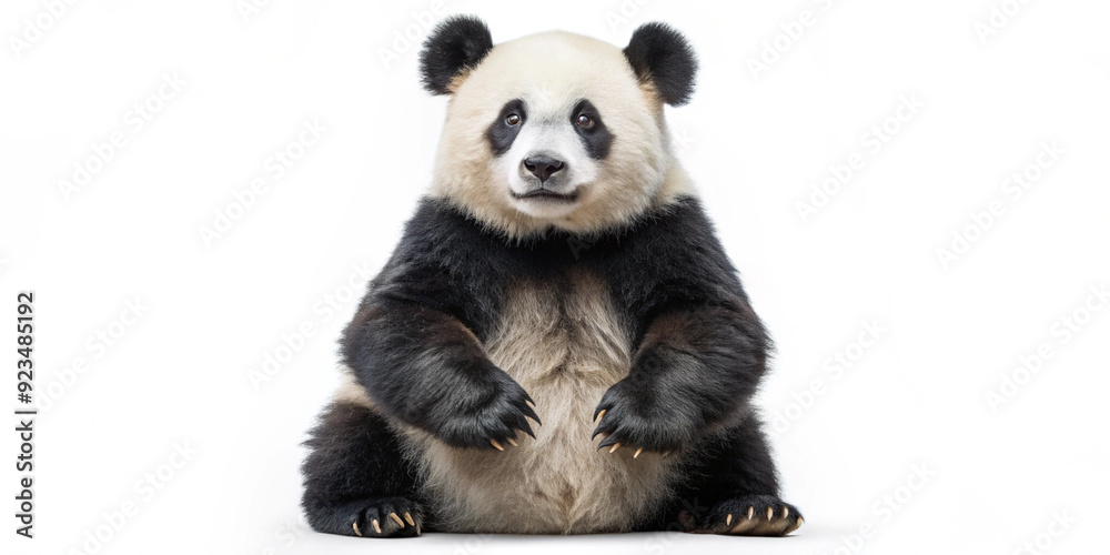Panda bear in a tree, bamboo bear, in the forest, sitting isolated on white, transparent background png Panda bear in a tree, bamboo bear, in the forest, sitting isolated on white, transparent background png