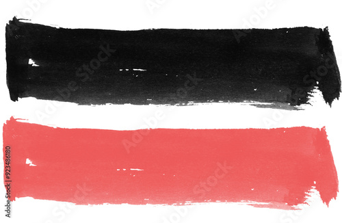 Black and red stroke of paint isolated on transparent background, paint stroke isolated, watercolor brush stroke isolated