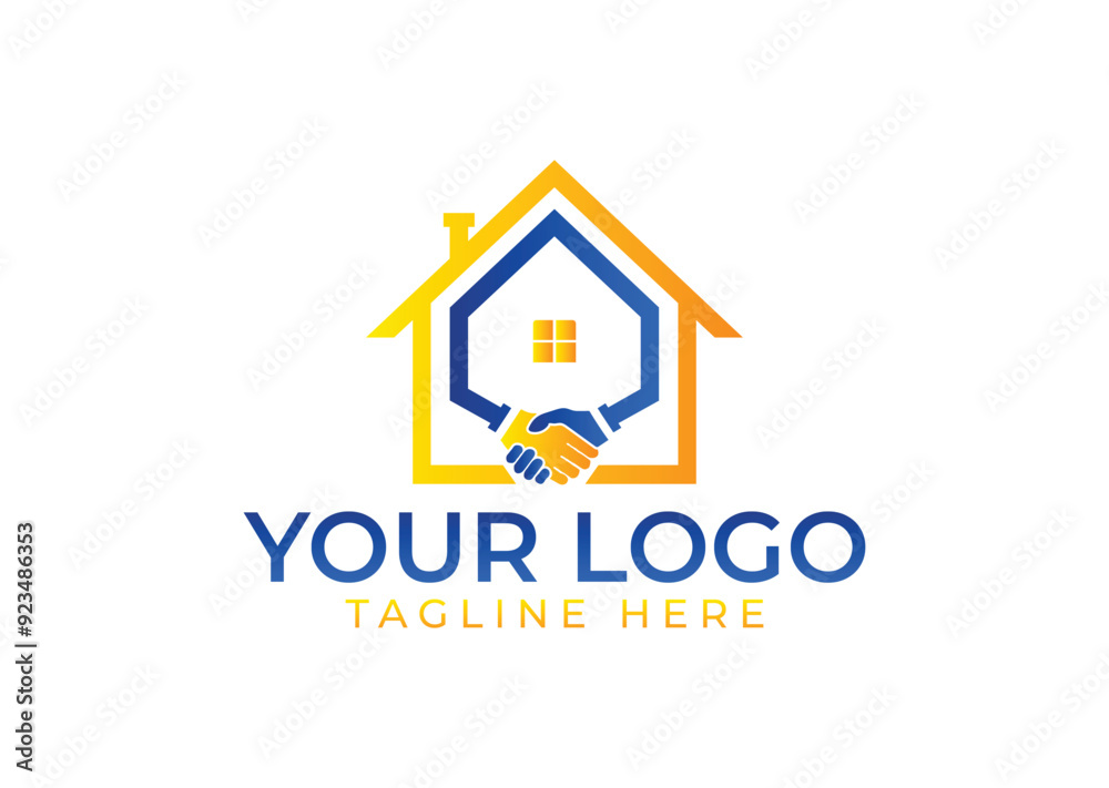 Deal home logo handshake real estate Logo