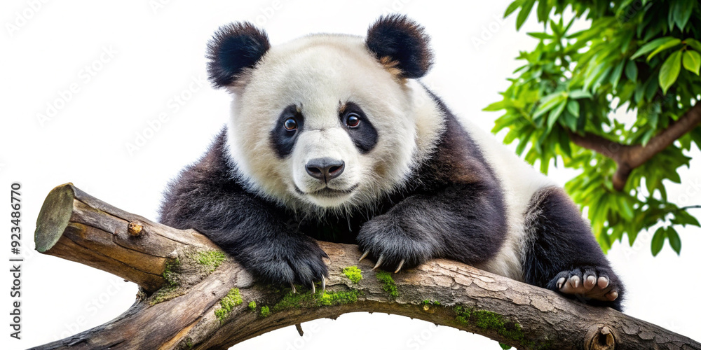 Fototapeta premium panda in a tree on a white background
