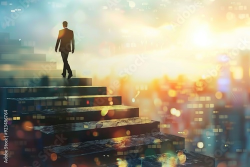 Business Step. Success Progress and Growth Forecast Concept for Leadership and Opportunity