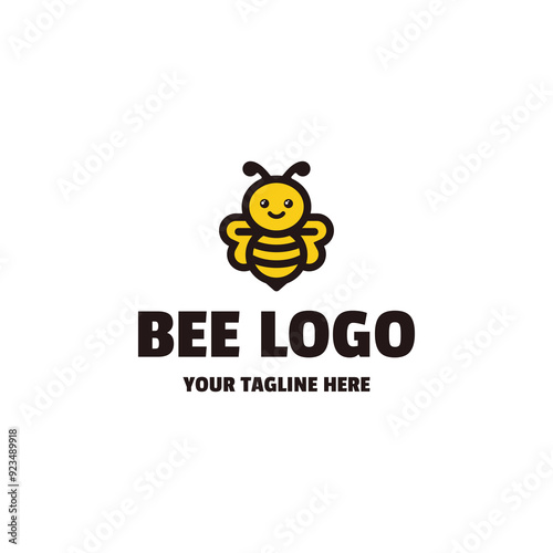 Simple cute bee logo design vector isolated on white background