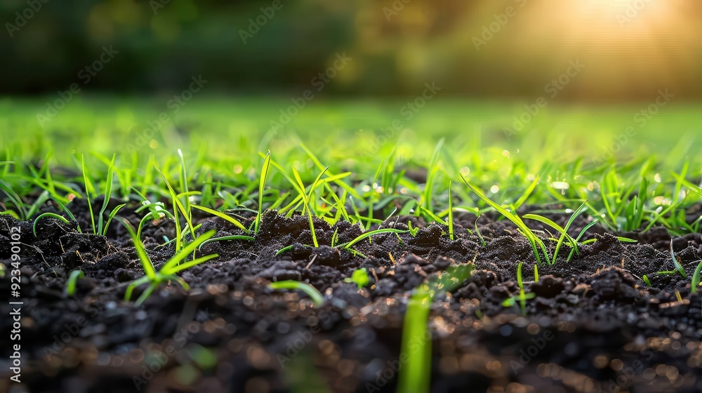Sod Installation for New Lush Lawn. Grass and Garden Detail in Green Landscaping Sod Installation for New Lush Lawn. Grass and Garden Detail in Green Landscaping