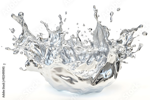 Fototapeta Naklejka Na Ścianę i Meble -  3d Molten silver splash isolated on white background