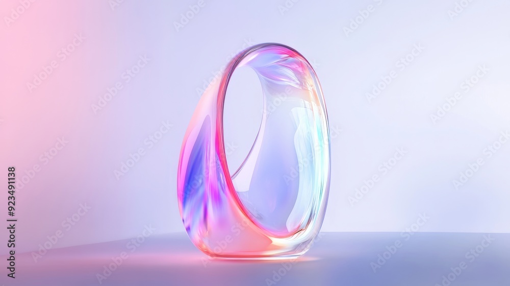 Abstract Glass Sculpture with Neon Lighting Abstract Glass Sculpture with Neon Lighting