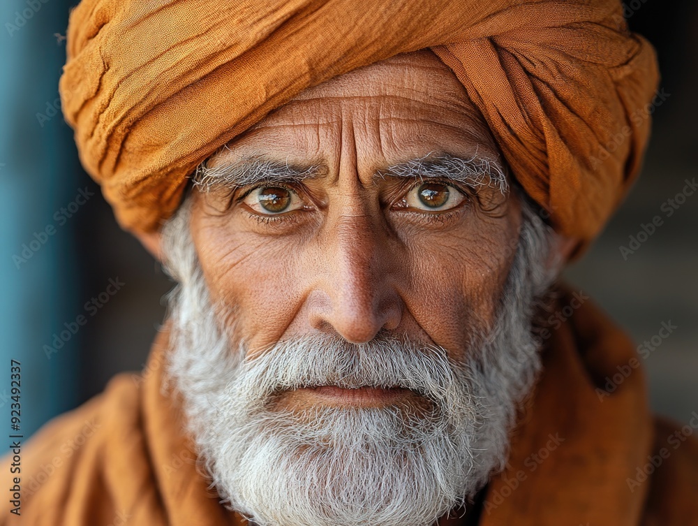Senior indian man with turban looking at the camera Senior indian man with turban looking at the camera