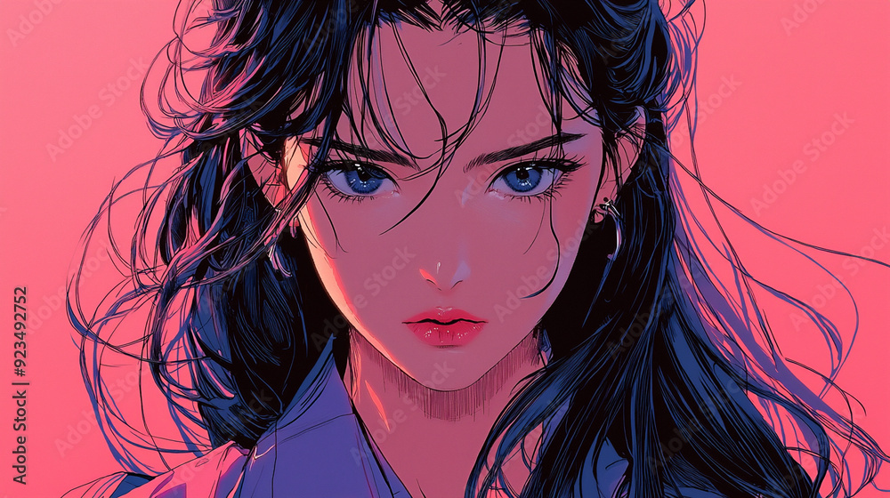 レトロなタッチの女性のイラスト レトロなタッチの女性のイラスト