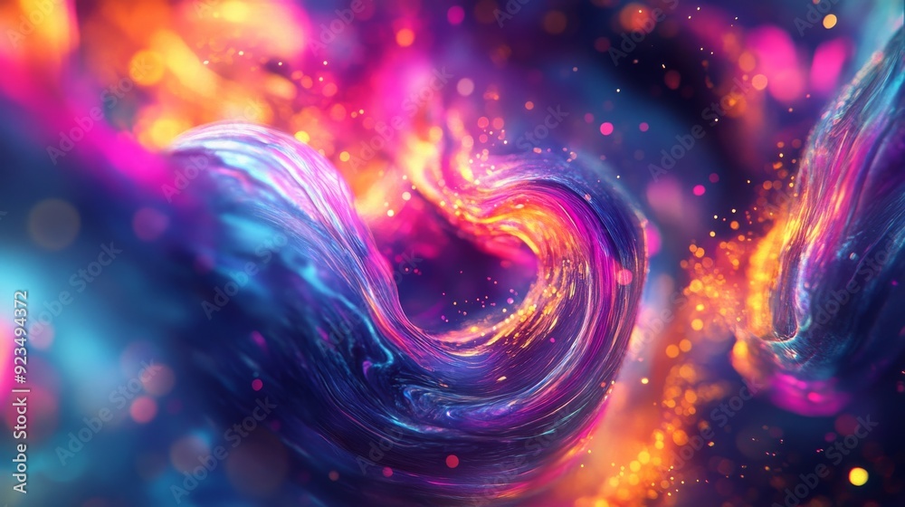 Abstract Colorful Swirls and Glowing Particles Abstract Colorful Swirls and Glowing Particles