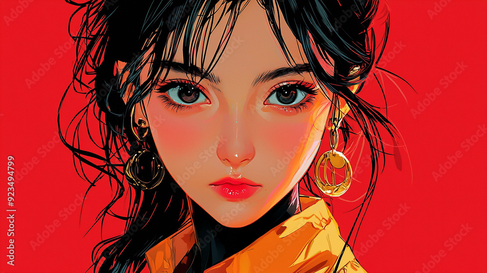 レトロなタッチの女性のイラスト レトロなタッチの女性のイラスト