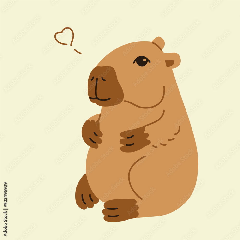 Cute capybara in various poses vector illustration. Funny capibara adorable exotic animal relaxing. South America mammal print or poster. Cartoon flat isolated vector Cute capybara in various poses vector illustration. Funny capibara adorable exotic animal relaxing. South America mammal print or poster. Cartoon flat isolated vector