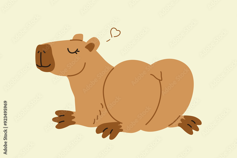 Cute capybara in various poses vector illustration. Funny capibara adorable exotic animal relaxing. South America mammal print or poster. Cartoon flat isolated vector Cute capybara in various poses vector illustration. Funny capibara adorable exotic animal relaxing. South America mammal print or poster. Cartoon flat isolated vector